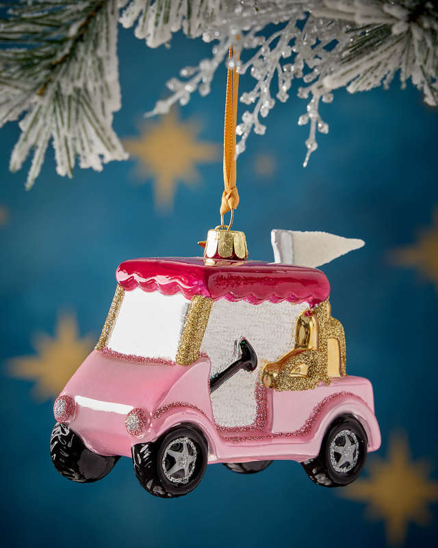 Opal Pink Golf Cart Christmas Ornament